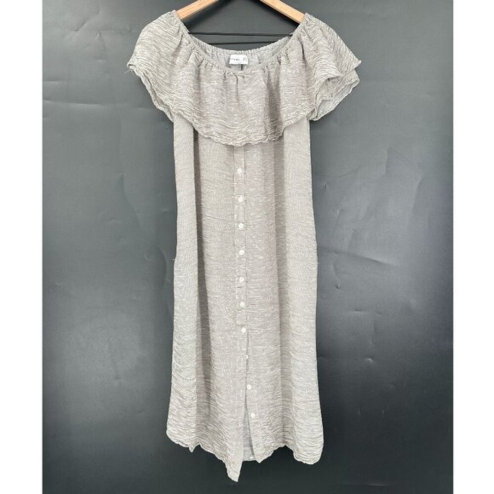 Faithful the brand off the shoulder button front beachy dress coastal oversize 4